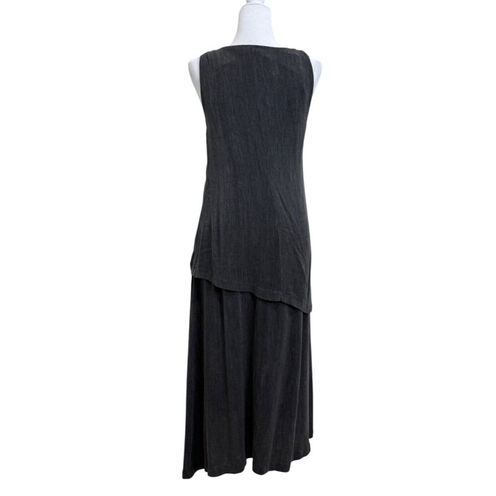 Pure Essence Gray Sleeveless Asymmetrical Layered Dress Lagenlook Womens Size M - Picture 3 of 7